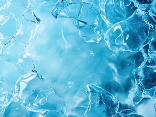 Obraz premium Icy Abstract: Frozen water shapes shimmer in a symphony of light and cool tones, creating a refreshing scene.