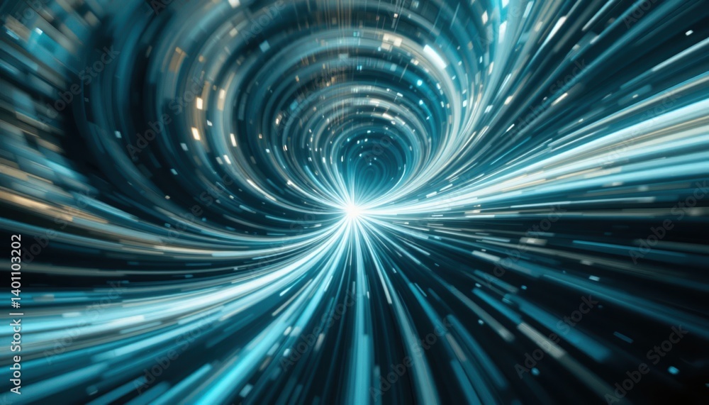 Poster dynamic light speed journey through a cosmic vortex sci-fi digital art futuristic environment abstra