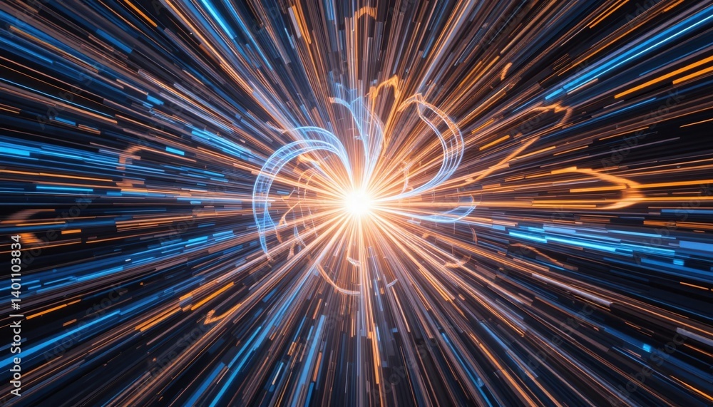 Aufkleber dynamic light burst creates visual impact in digital art abstract background high-contrast environme