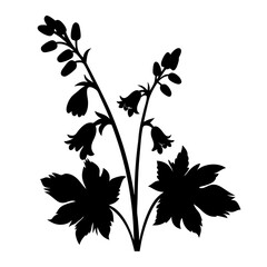 Black and white illustration of coral bells , flower silhouette vector designs.