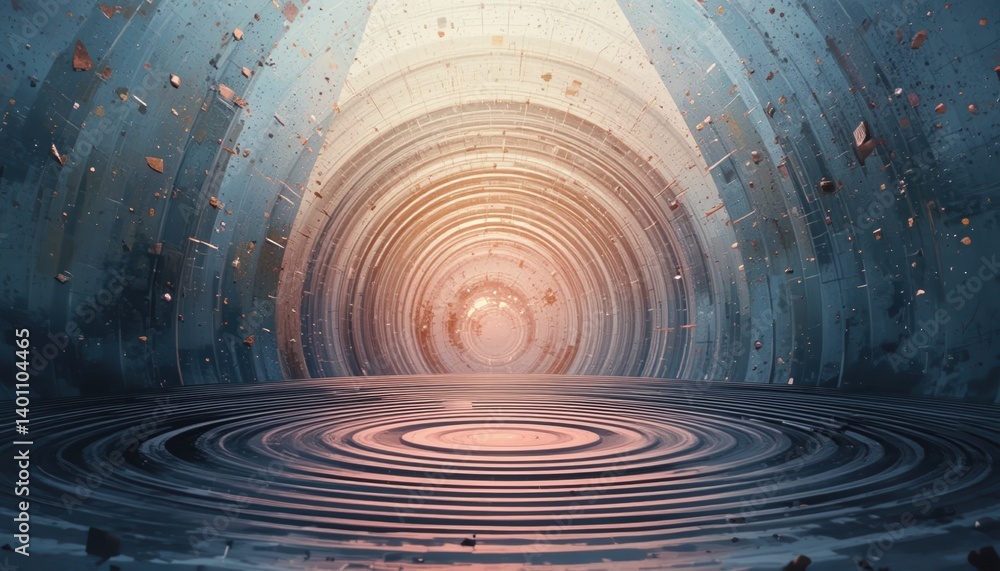 Poster dynamic ripple effect in an abstract environment conceptual art visualization digital artwork serene