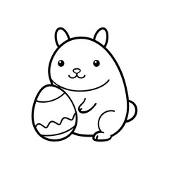 Obraz premium Outline Easter Capybara with Big Paschal Egg Holiday.