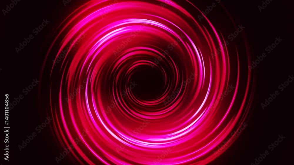 Poster bright scarlet animated led tunnel. colorful effect of colored radial background. pink curved spiral