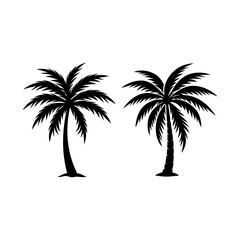Palm tree silhouette vector illustration Set