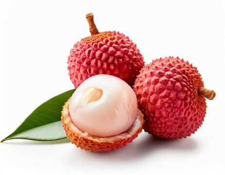 fresh lychee or litchi fruit isolated on white background