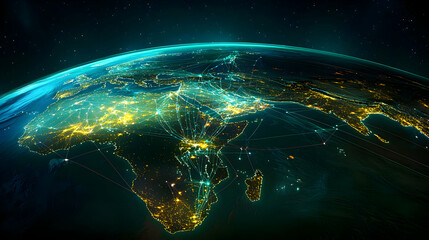 Obraz premium Global Nighttime City Lights On Earth Globe
