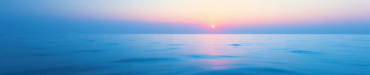Soft gradient blue hues resembling a still ocean at dawn, serene ocean, gentle waves
