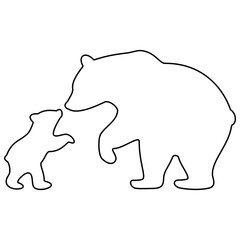 Black Line Animal Silhouette Bear Family Vector Illustrator