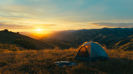 Golden Hillside Sunrise at Camp