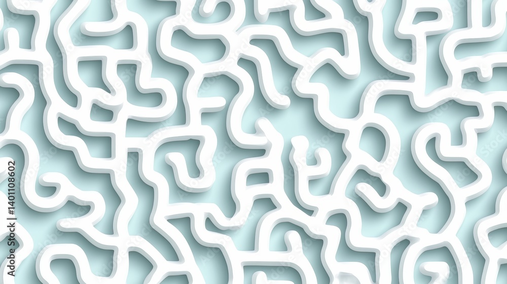 Poster White background with a maze of white lines. The lines are curvy and wavy, giving the impression of a sea of white. The image is abstract and has a sense of movement and flow