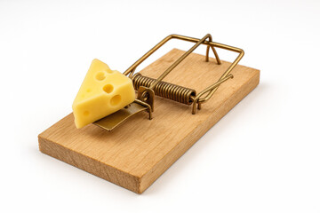 Classic Wooden Mousetrap Set and Ready to Snap with Steel Spring Mechanism