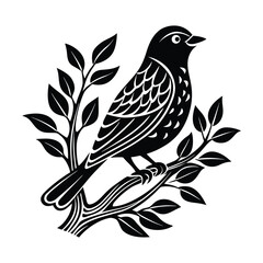 bird on branch with leaves