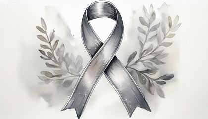 watercolor silver ribbon for parkinsons awareness