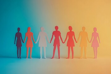 Diverse Women Teamwork Support Gradient Background