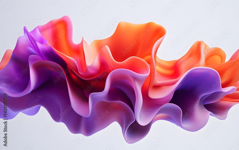 Poster abstract fluid art background with purple and orange colors, creating an elegant design of wavy shap