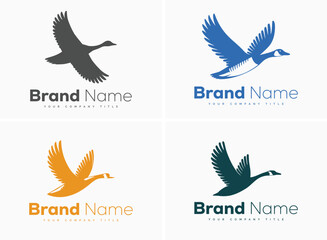 Flying Goose Logo Design – Abstract illustration featuring a wild fowl, inspired by nature and wildlife.