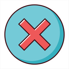 Obraz premium Red Cross Mark Icon in Blue Circle White Background 