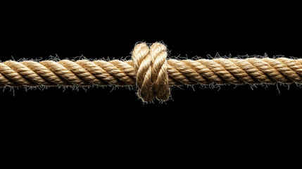 Closeup Knotted Rope Against Black Background