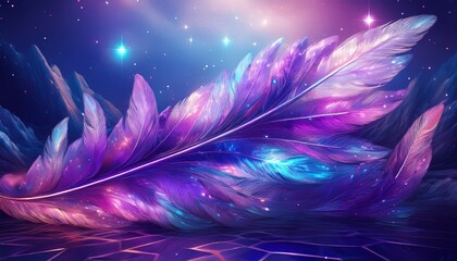 Obraz premium surreal violet feather in a crystalline dreamscape