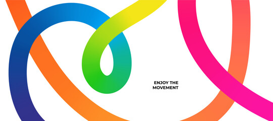 Abstract Color Background with Curved Rainbow. Dynamic Colorful Line Shapes. Vector Geometric Pattern