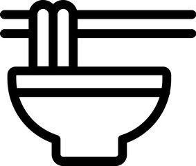 Chopstick noodles bowl Icon. Asian ramen icon. 