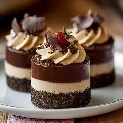 piece of chocolate cake with cream