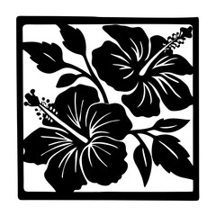 Black and white illustration of hibiscus , flower silhouette vector designs. © Tanjila