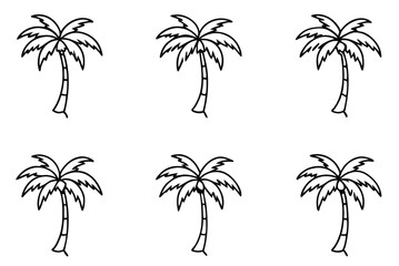 Palm tree line art set