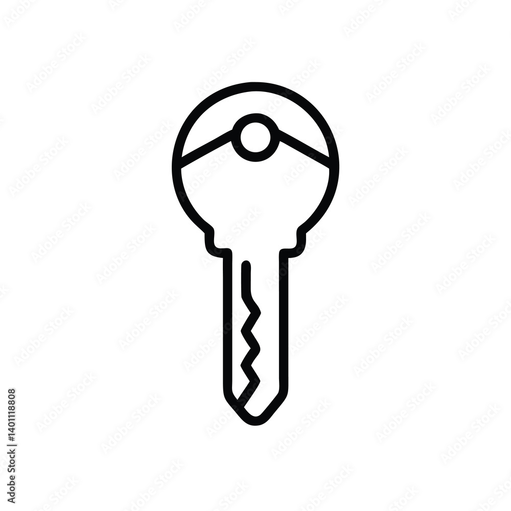 Poster simple door key outline design vector illustration icon for security or access concept in minimalism