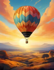 Montgolfi&egrave;re au Lever du Soleil &ndash; Illustration de l&rsquo;&Eacute;l&eacute;vation Int&eacute;rieure