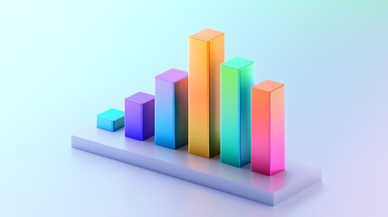 Colorful Isometric Bar Graph Illustration Representing Growth And Statistical Data Analysis On A Pastel Background