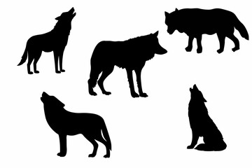 Wolf silhouettes vector