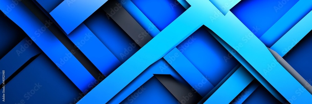 Aufkleber abstract blue geometric pattern - dynamic intersecting blue shapes create a modern and stylish abstr