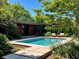 Fototapeta premium Modernist Poolside Retreat