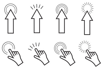 Blue Cursor Click, Computer mouse icon set, vector arrow collection on Transparent Background. EPS 10.