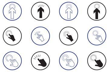 Set of Cursor icons click, vector icons. Mouse click cursor set. Hand Cursor. Click icon. Mouse pointer set. Arrow cursor. eps 10 