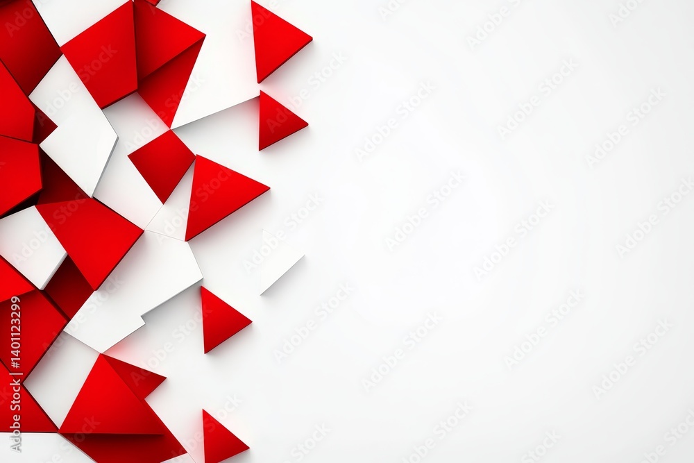 Aufkleber abstract red and white geometric shapes background - red and white geometric shapes create an abstra