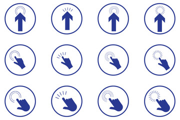 Set of Cursor icons click, vector icons. Mouse click cursor set. Hand Cursor. Click icon. Mouse pointer set. Arrow cursor.  Design EPS 10 