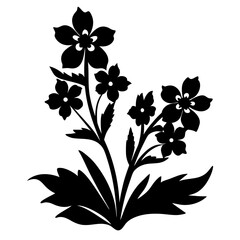 Black and white illustration of larkspur , flower silhouette vector designs.