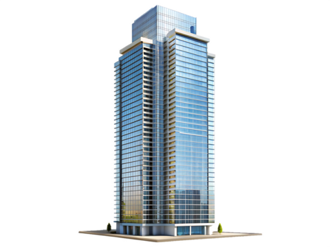 modern skyscraper isolated on white background PNG. GENERATIVE AI