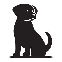 Vector silhouette of a dog, Dog illustration, Dog art, Dog drawing, Pet Animal Silhouette.	