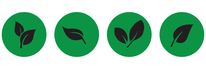 leaf icon set  green. background white . eps 10 