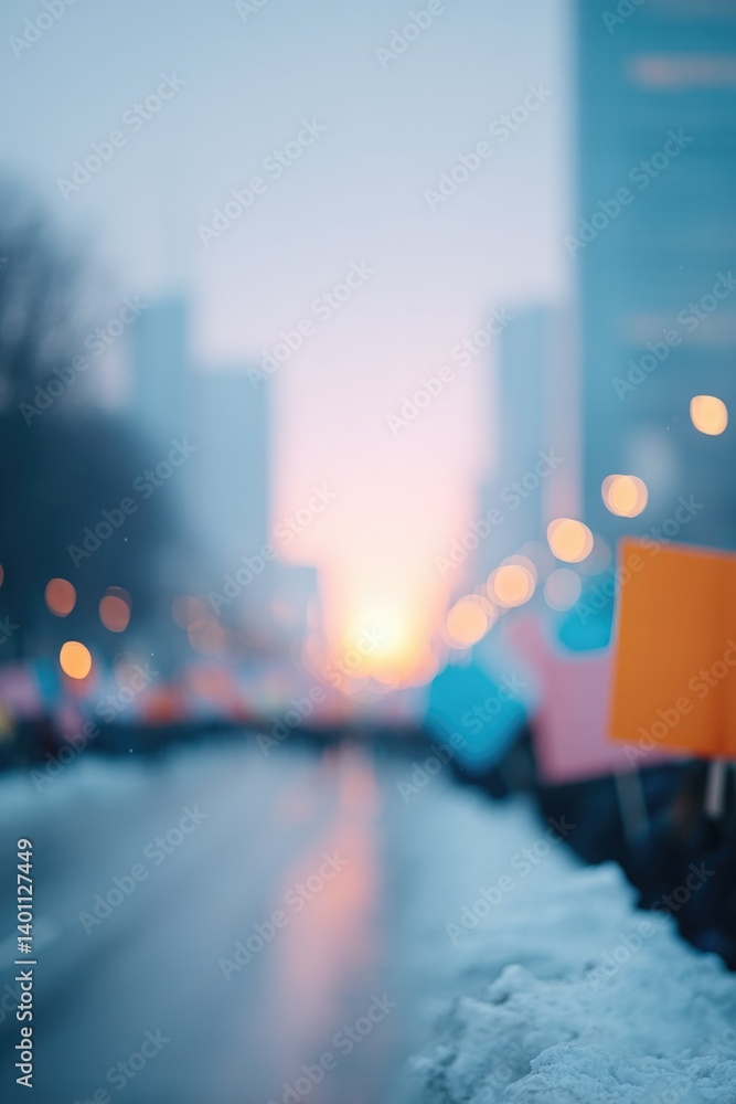 Poster powerful image capturing essence of modern activism in minimalistic style featuring blurred backgrou