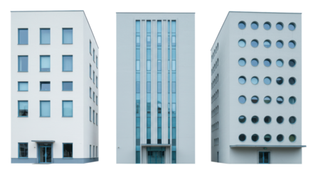 Isolated Three White Buildings