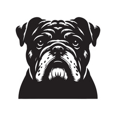 Vector silhouette of a Bulldog, Dog illustration, Dog art, Dog drawing, Pet Animal Silhouette.	
