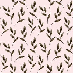 Seamless pattern with leaves.
A design featuring leaves arranged in a simple pattern in soft colors, ideal for use in home decor, textiles, stationery, and digital backgrounds.