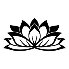 Black and white illustration of lotus , flower silhouette vector designs.