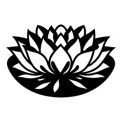 Obraz premium Black and white illustration of lotus , flower silhouette vector designs.