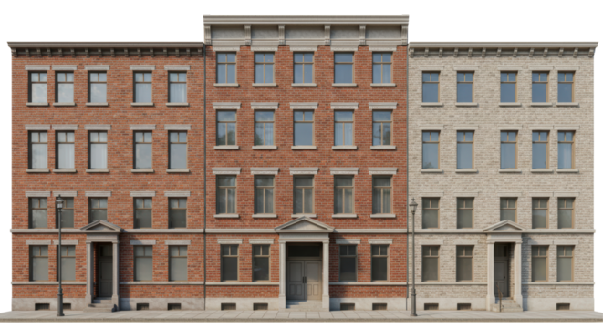 Isolated Row of Townhouses