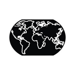 World map icon silhouette vector with white background